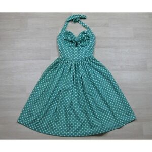Vintage 70s Swing Halter Dress Small‎ (XS) Jack Hartley Polka Dot Pinup Coquette